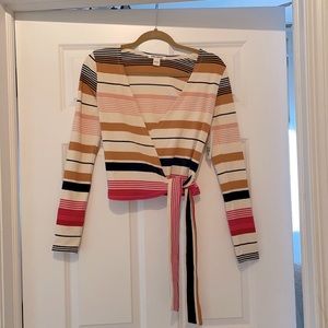 Long sleeved top with low V neckline